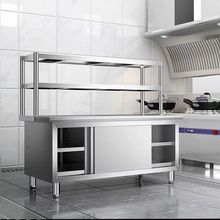 304不锈钢工作台厨房橱柜商用餐饮店桌子家用操作台推拉门置物架