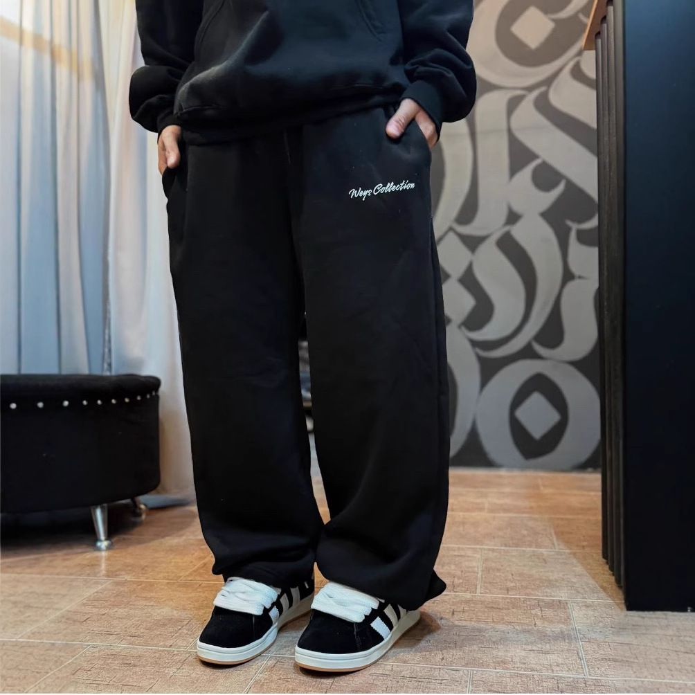 Pantalones Deportivos Grises de Estilo Americano para Hombre y Mujer, Holgados, de Pierna Recta, Anchos, de Cintura Alta, Casuales, con Estampado de Letras