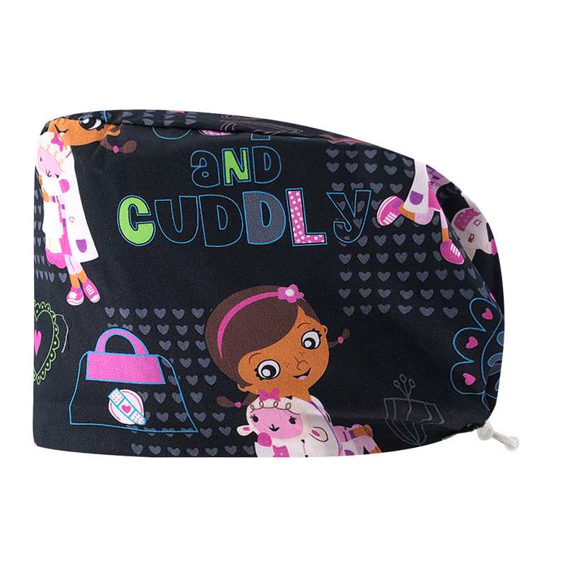 Sombrero de algodón estampado, bonito sombrero de enfermera, dientes, electrocardiograma, herramienta médica, patrón, sombrero de trabajo, sombrero Baotou, exportación