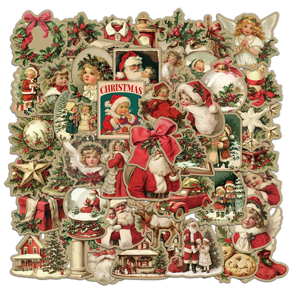 50 трансграничных новых ретро рождественских наклеек гитара ноутбук чемодан DIY водонепроницаемый Санта-Клаус наклейки