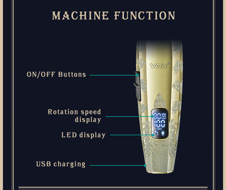Professional Hair Clipper For Men Digital Display Salon Quality_voghion.com
