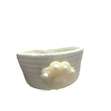 猫爪收纳筐捏捏手绘胖猫玩具猫窝动物棉绳储物筐棉线编织收纳篮