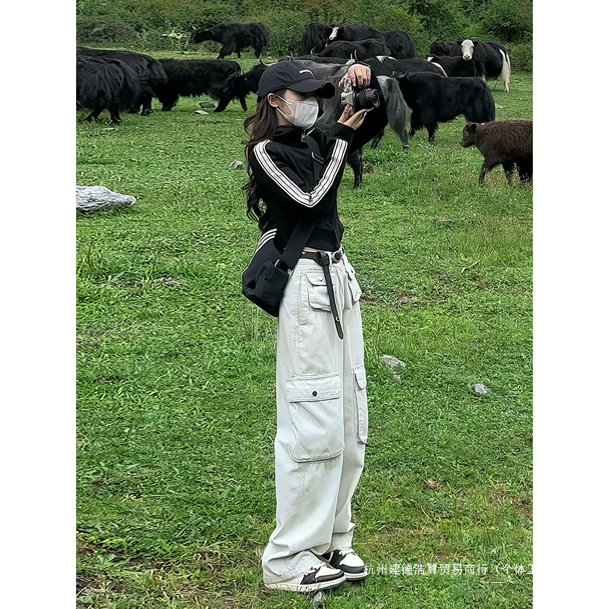 花田乌龙3立领棒球服外套薄款开衫夹克美式复古甜辣工装裤运动风