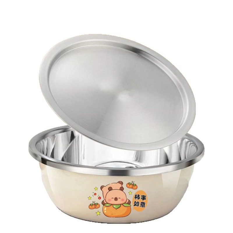 家庭用キッチン用蓋付き食品グレードのステンレス鋼のボウル、厚みのある卵と麺のボウル、スープボウル、ラードボウル、野菜洗いボウル|undefined