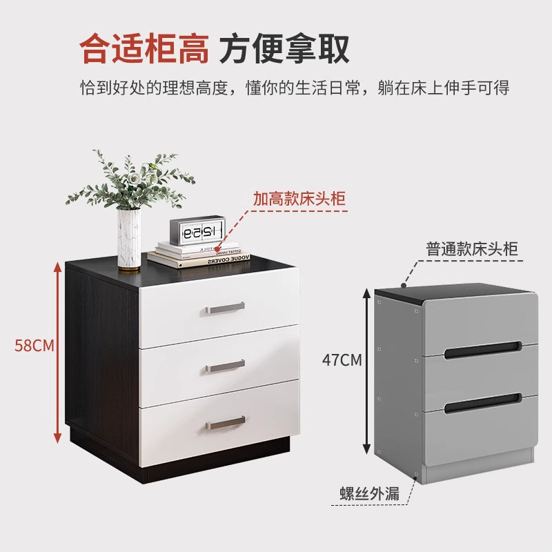 Mesita de noche simple y moderna, armario de almacenamiento para el hogar, mesita de noche para dormitorio, habitación de alquiler multifuncional, armario de almacenamiento simple
