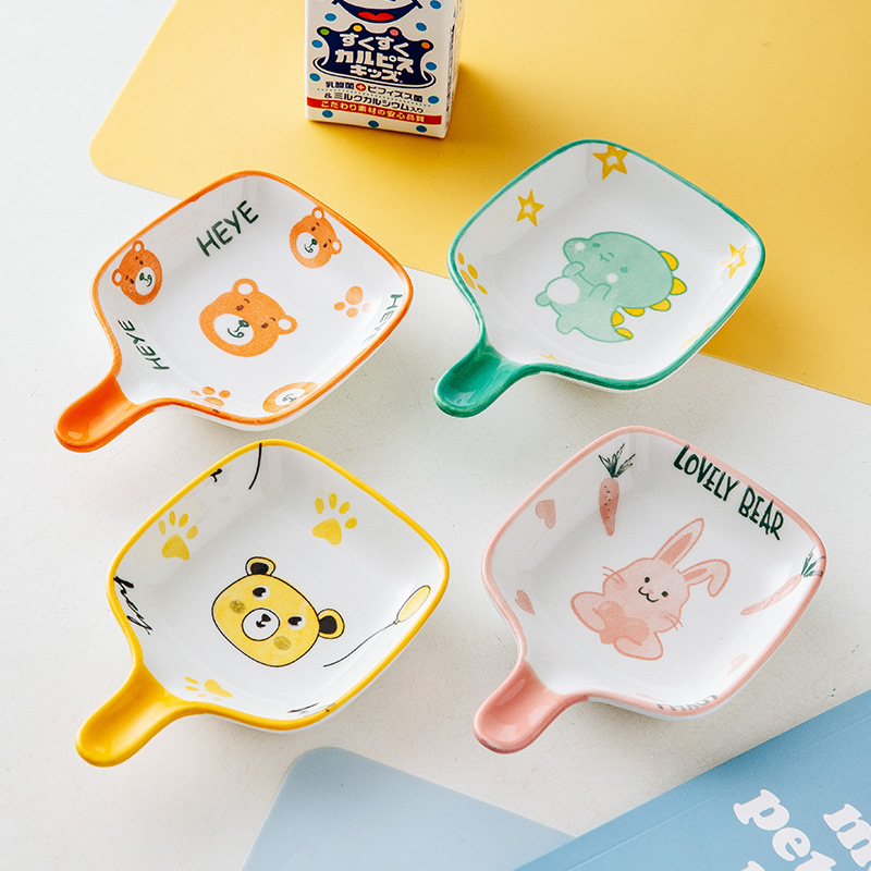 西餐小碟子帶手柄家用陶瓷味碟醬油碟蘸料碟醋碟蘸醬碟日料調味碟