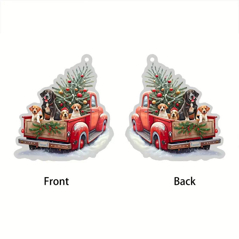 Nuevo automóvil de Navidad transfronterizo perro decoración de árbol de Navidad colgante acrílico plano decoración de regalos de Navidad