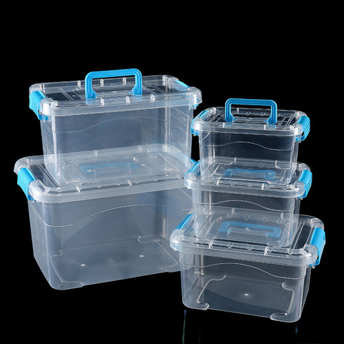 Portable thickened transparent storage box plastic container with lid storage box toy clothes organizer snack storage box