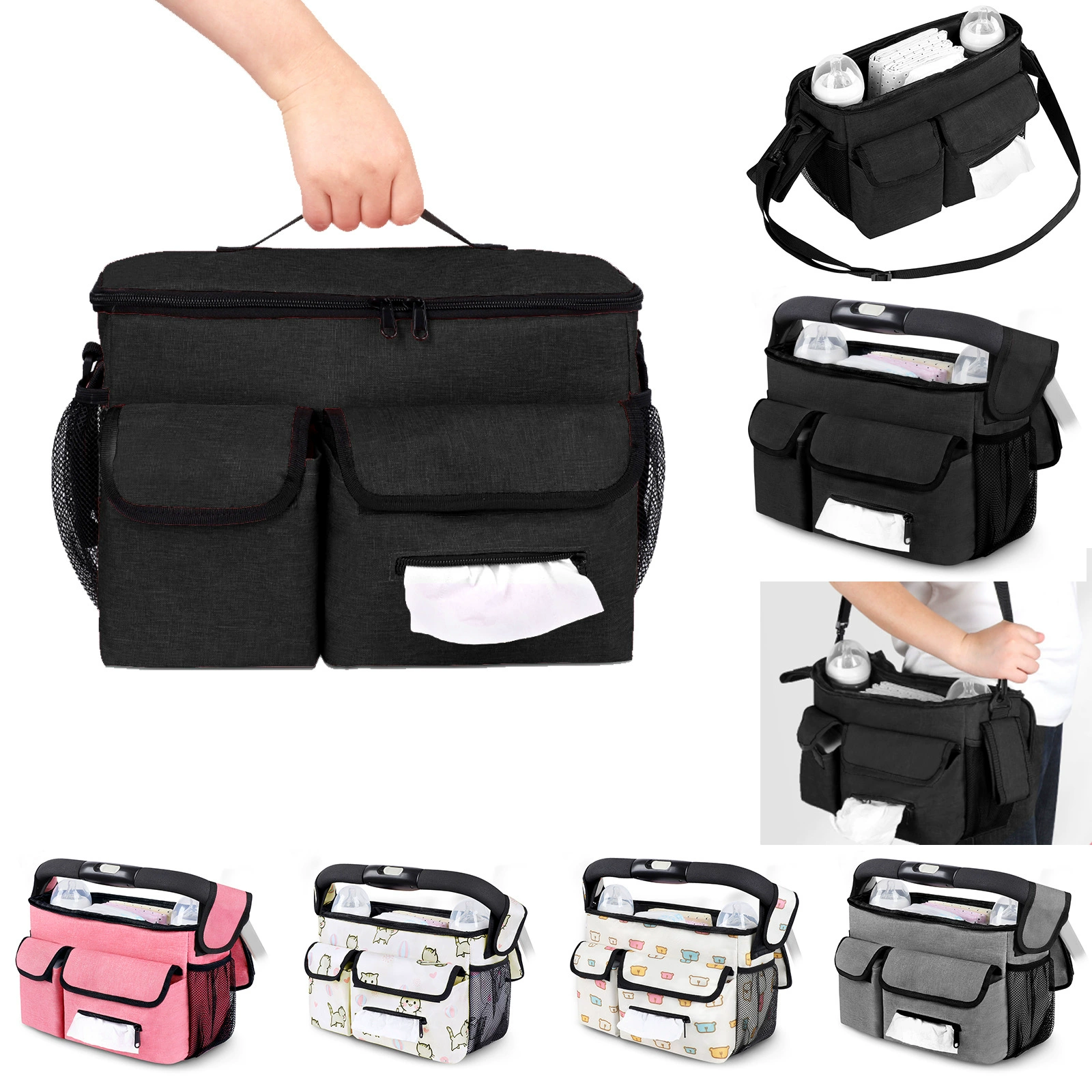 Новая подвесная сумка для коляски, сумка для хранения детских колясок, сумка для мамы большой вместимости, уличная водонепроницаемая портативная корзина для хранения