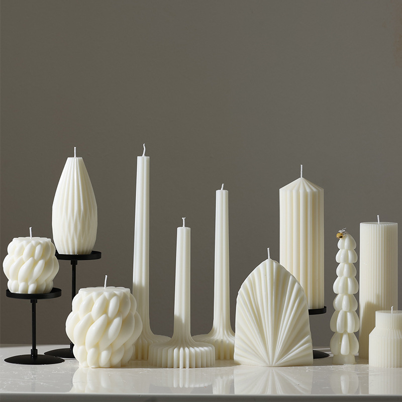 40 velas de aromaterapia de arte de estilo nórdico, modelos calientes, líneas hechas a mano, velas creativas geométricas blancas