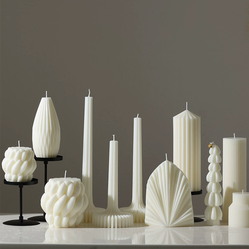 Aromatherapy candle handmade white geometric 40, nordic style decorative shapes