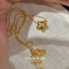 彩色点钻黄星星吊坠项链女款2025年夏季新款锁骨链颈链