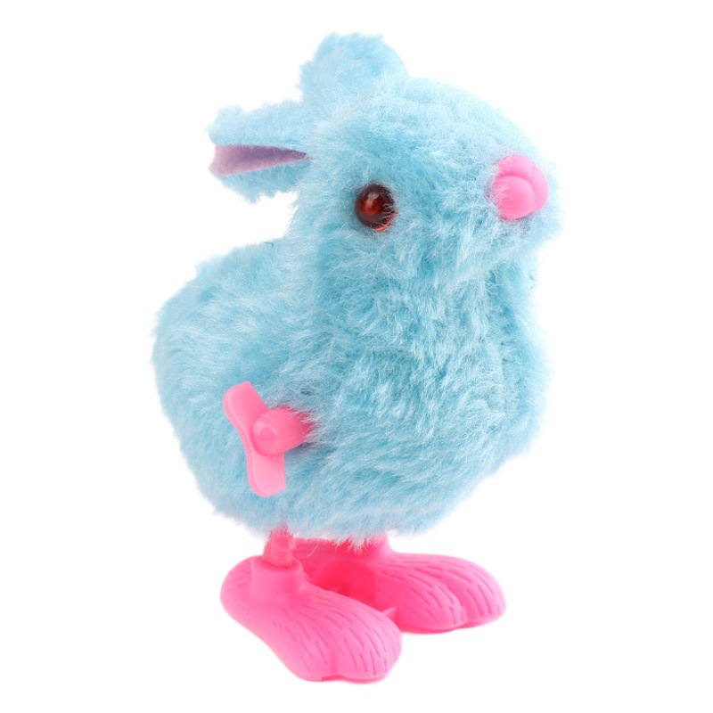 Winding clockwork chicken rabbit with wings simulation plush toy jumping chicken stall hot sale children nostalgic