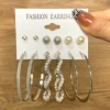 YT-13426 card mounted pearl earring set 6 pairs silver