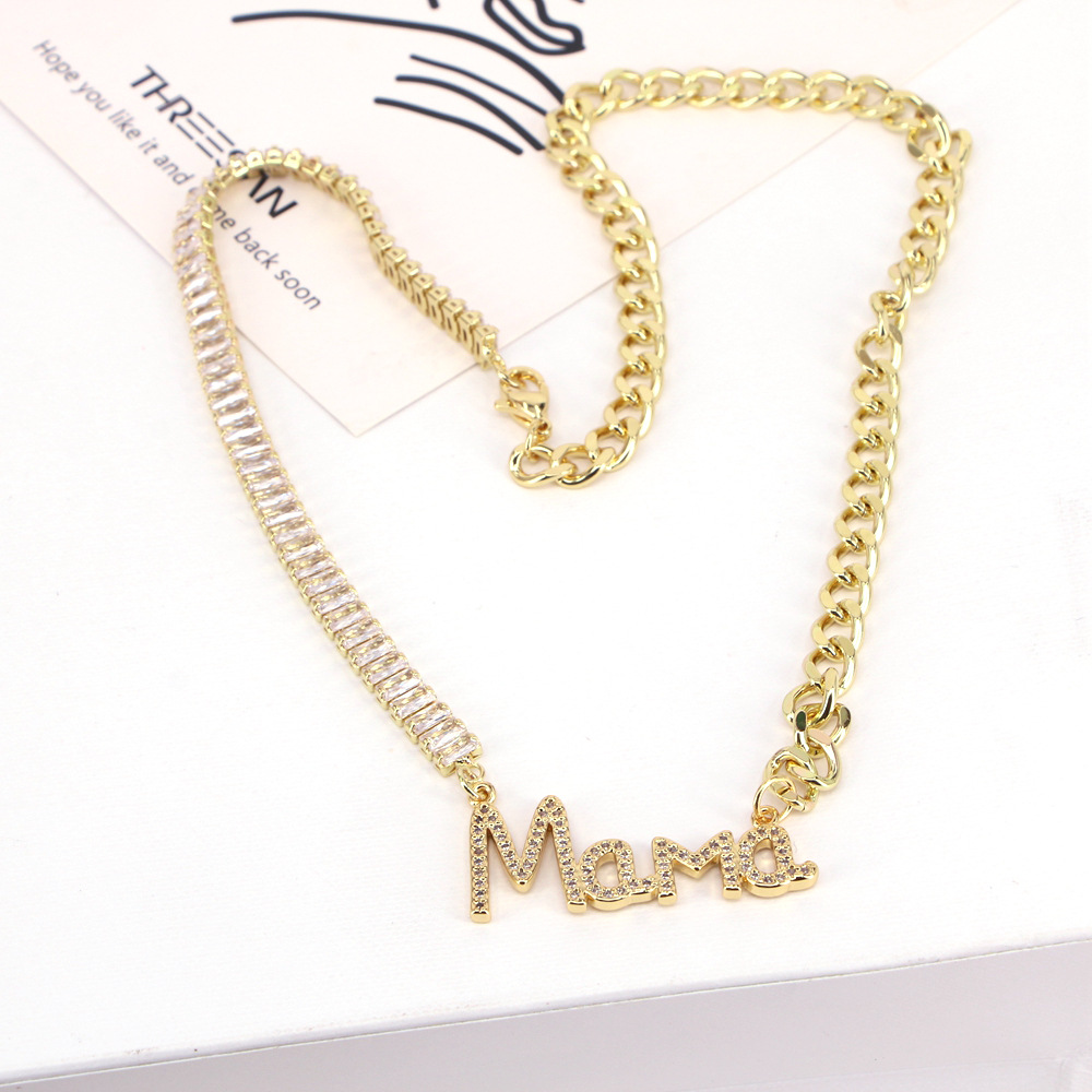 Letters Mom Necklace Mother's Day Retro Copper Collarbone Chain display picture 5