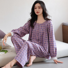 2025新款中年妈妈睡衣女春秋款纯棉长袖薄款家居服套装秋季可外穿