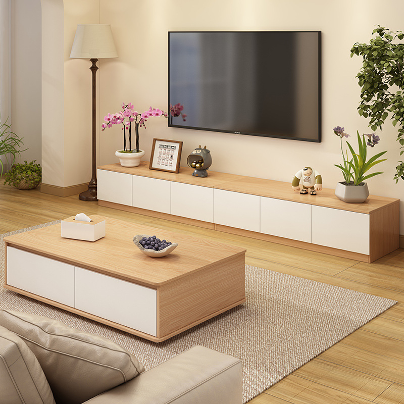 Solid Wood Tv Cabinet Living Room Household Small Apartment Tv Cabinet Cupboard Combination Rental House Coffee Table Tv Cabinet