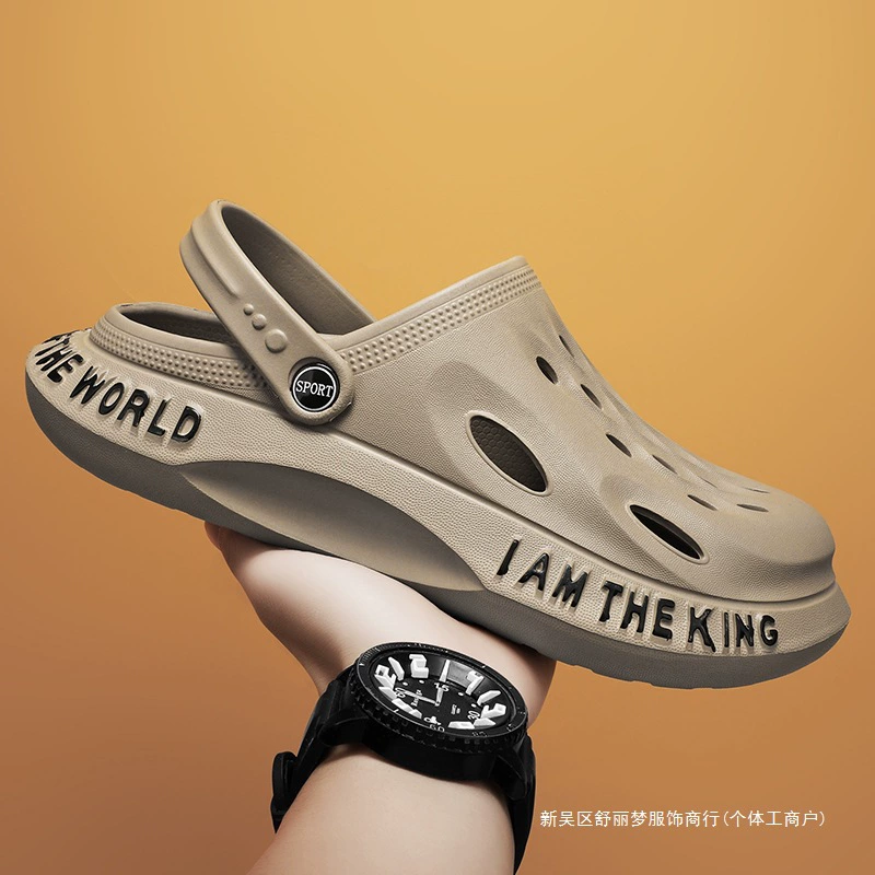 Мужские тапочки на толстой подошве из ЭВА, летняя спортивная садовая обувь на открытом воздухе, сандалии с отверстиями в носке, мужская повседневная пляжная обувь для мужчин.