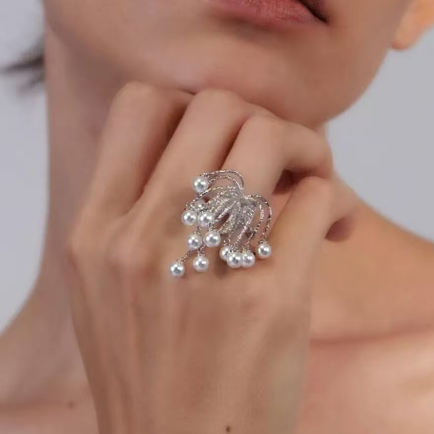 Bague Femme Perle D'eau Douce Vintage Et Élégante Réglable_voghion.com