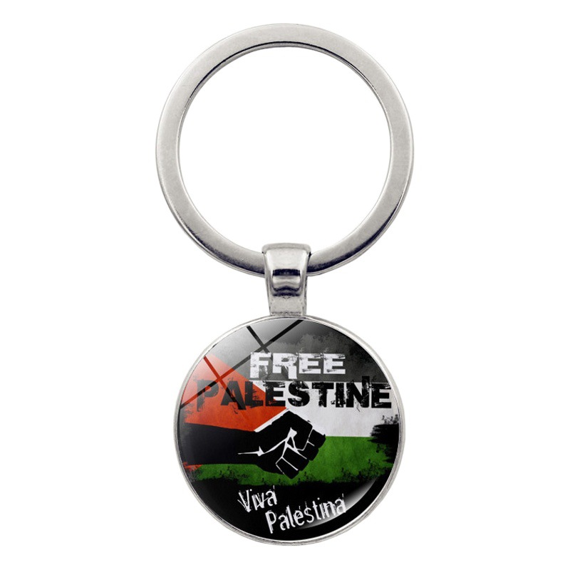 Llavero colgante de cristal de la bandera palestina Palestina anti-guerra paz colgante llavero
