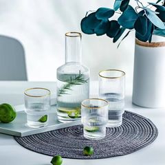 和風シンプル縦柄ガラスコールドケトル家庭用ジュースレモネードカップ高価値コールドケトルジュースケトル