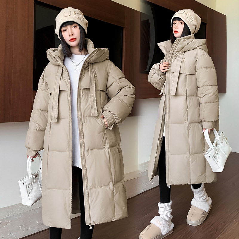 2025新款羽绒棉服女长款过膝棉衣韩版宽松面包服冬季棉袄外套加厚|undefined