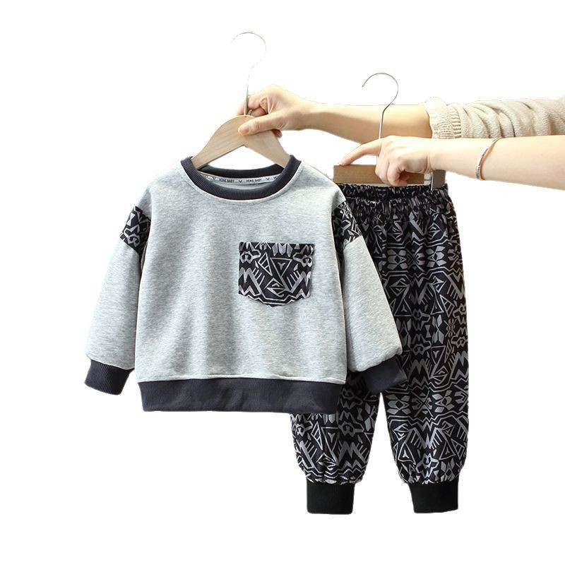 7715 ropa para niños traje de primavera para niños 2025 nuevo suéter para niños de dos piezas ropa de primavera y otoño de moda para bebés