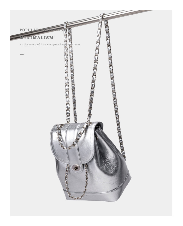 Neue Xiaoxiangfeng Rucksack Damen Koreanische Ausgabe Instagram Öl Wachs Leder Kleine Tasche Einzelne Schulter Damen Tasche Lingge Kette Zurück Tasche_voghion.com