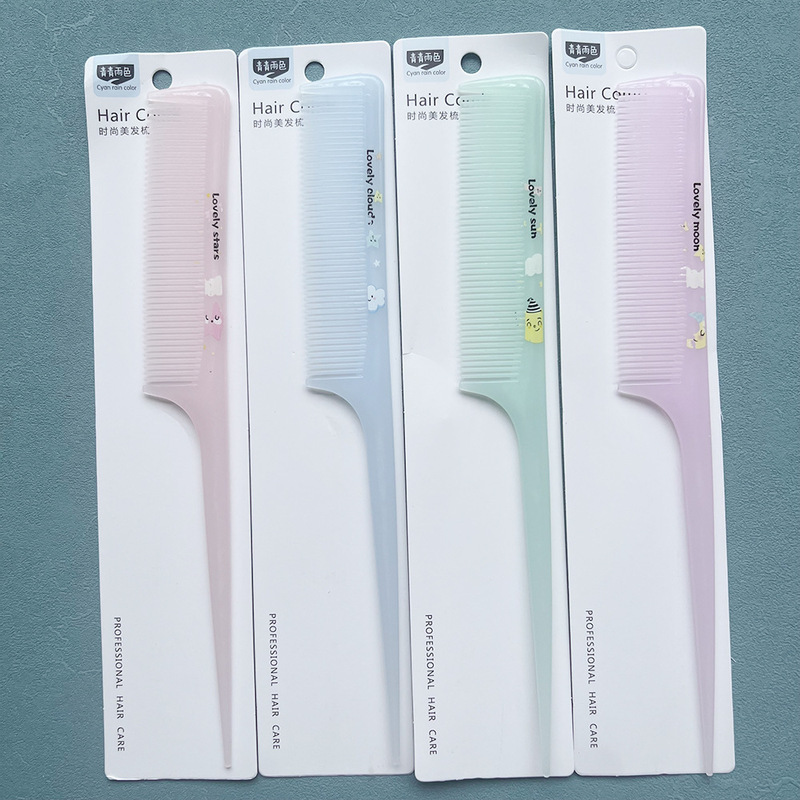 Large Transparent Thick Printed Pointed Hair Comb Household Cooked Glue Durable Style Hair Comb Spot Wholesale