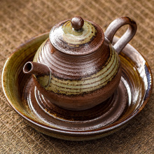 手工柴烧茶壶壶承家用功夫茶具复古陶瓷单壶日式原矿过滤壶泡茶壶