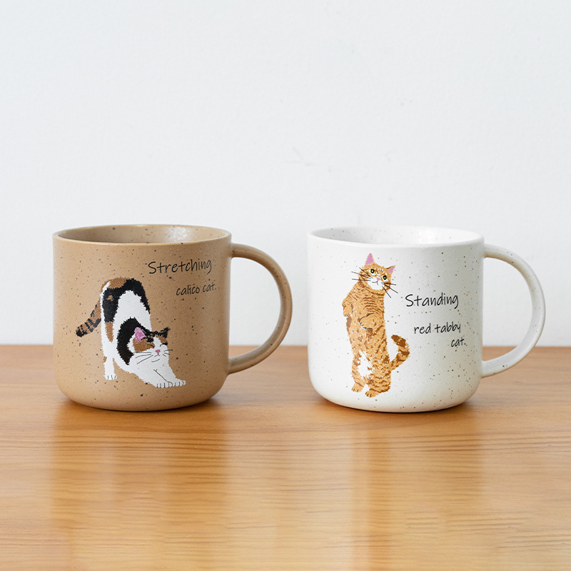[Official genuine goods] Japanese Imported Meinaki Moe Fun Cat Mug Cat Control Cute Ceramic Water Cup