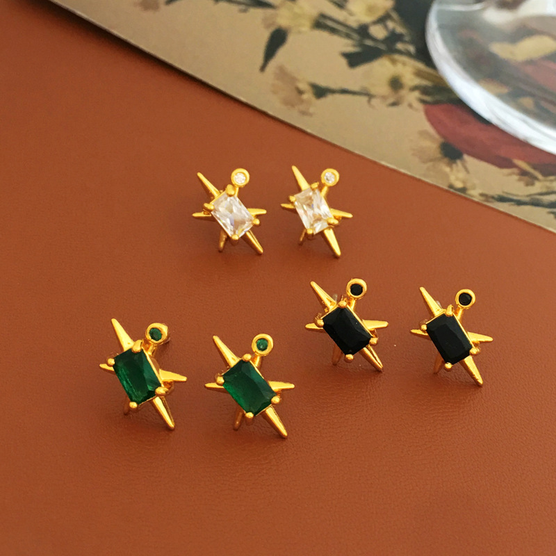 Retro Star Copper Earrings Plating Zircon Copper Earrings display picture 5