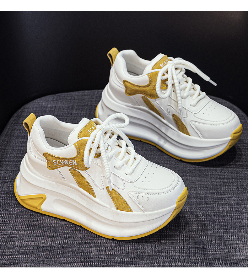 Giày sneaker nữ đế dày tăng chiều cao phong cách A-Gan mới thu đông 2025 — M2918 màu xám, M2918 màu vàng, M2918 màu xanh chi tiết 15