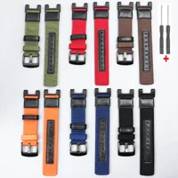 Ремешок для Huami Amazfit T‑Rex (A1918) — холщовый нейлон чёрный, кожаная отделка, с отвёрткой