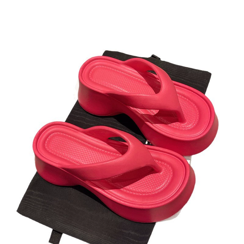 Flip flops platform, summer slippers, trend footwear, fashionable slide, Korean style, soft sole