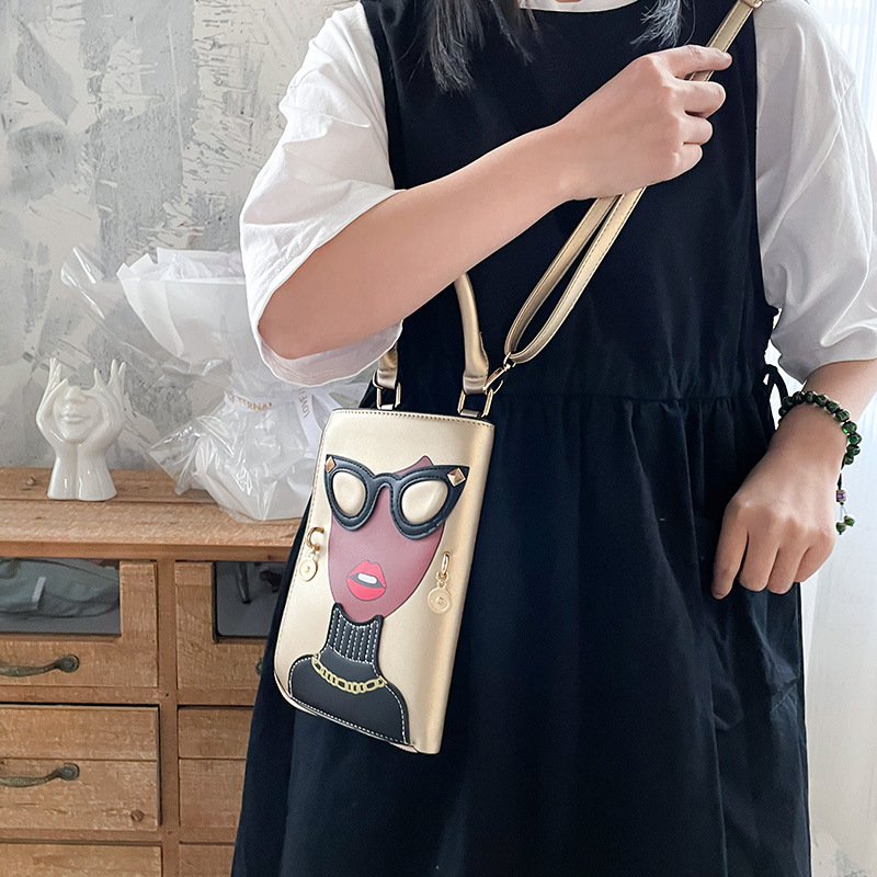 345g Weight Cotton Lining Material Sewing Thread Fashion Element Zipper Closure Type Single Shoulder Strap Strap Type Crossbody Bag Bags Type Casual, Shopping Occasion Pu Leather Material Human Pattern All Seasons Season Women's Gender Streetwear Style Square Shape Medium Size Women's Medium Pu Leather Human Streetwear Sewing Thread Square Zipper Crossbody Bag 126