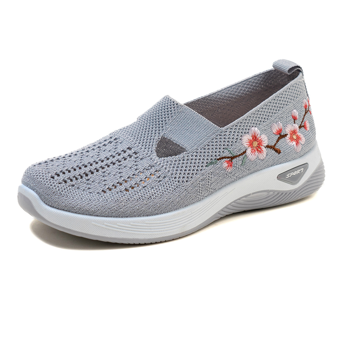 Women's Breathable Casual Shoes Slip-On Embroidered Floral Thick-Soled Soft-Soled Comfortable Versatile Sneakers_vogvips.com