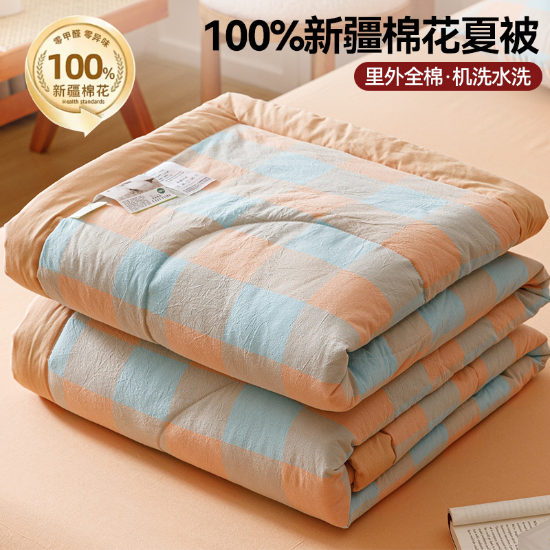 Edredón de algodón de clase A de Xinjiang edredón de verano edredón fresco de verano dormitorio individual algodón puro algodón lavable a máquina edredón de aire acondicionado de cuatro piezas