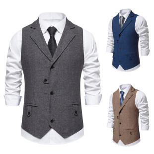 Amazon cross-border European code fashion new Amazon retro lapel single-breasted men's suit vest M96
