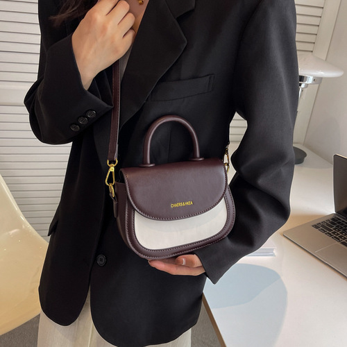 Summer Contrast Color Small Bags for Women  New Fashion Retro Women's Bags Textured Shoulder Bags Versatile Crossbody Saddle Bags