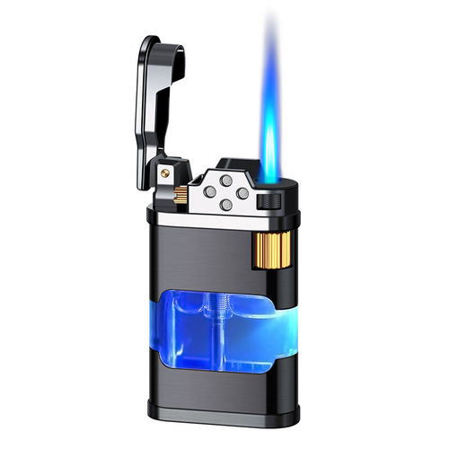 OB905 New Retro Direct Flame Gas Lighter with Transparent Fuel Tank and Lighter as a Gift