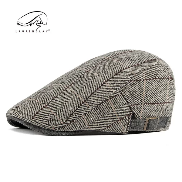 2025 Autumn and Winter New Cotton Knitted Beret Men's Casual British Retro Peaked Cap Women's Plaid Forward Hat