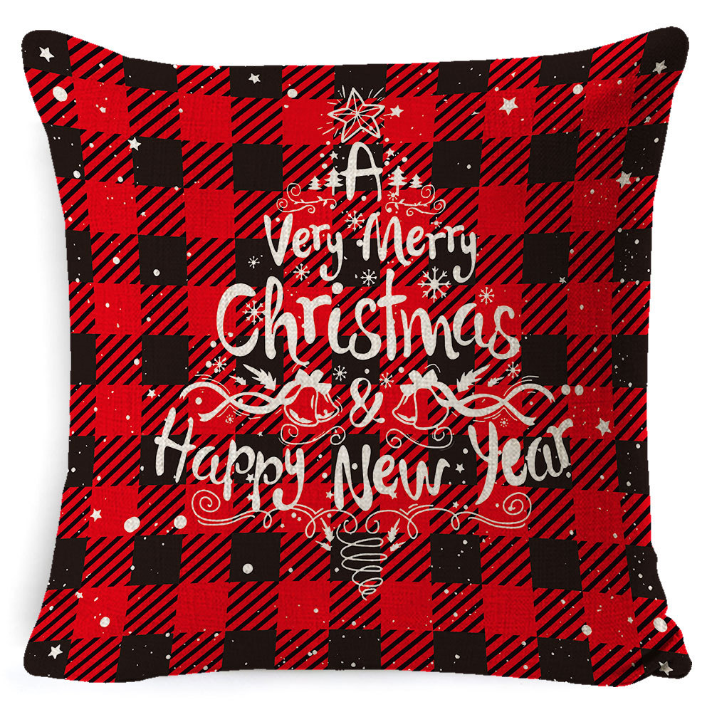 Amazon popular hogar suministros Navidad funda de almohada nórdico Plaid Lino cojín sofá