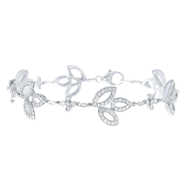 HW Hairei Winston Fashion Leaf Trendy Simple Bracelet Versatile High-End Full Zirconia Jewelry Niche Design