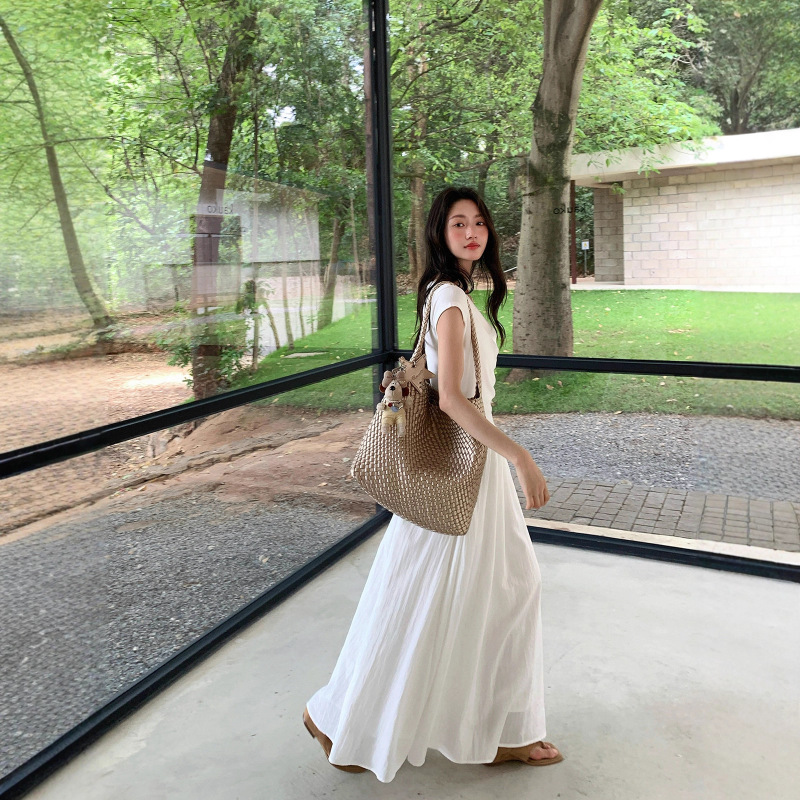 白色连衣裙女夏季2025新款气质法式蕾丝显瘦长裙高级感裙子|undefined