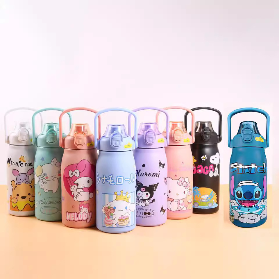 Cruzar la frontera caliente de gran capacidad olla grande de acero inoxidable taza de aislamiento elástico tapa olla portátil con paja taza de agua al aire libre