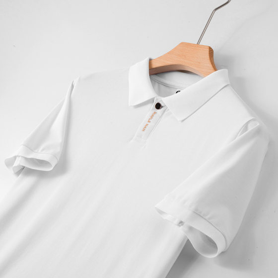 Summer New Arrival Neck Embroidered Ice Short-sleeved Polo Shirt Men's Business Casual All-match Lapel Quality T-shirt for Men