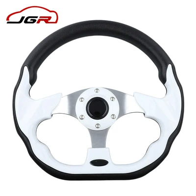 Car modification PU steering wheel, personalized racing game kart 13-inch 320mm racing amusement car steering wheel (Steering wheel) - jg-5156f-white