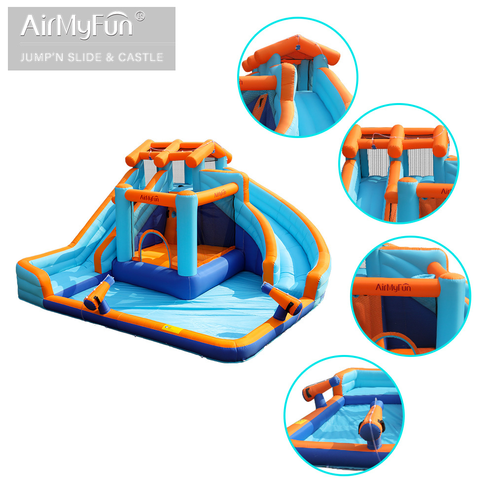 AMF| Castillo de agua infláble castillo de agua infantil castillo de agua casero tobogan trampolín botón castillo de piscina
