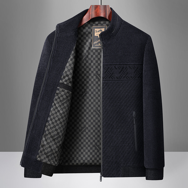 Father's Spring and Autumn Outerwear, Middle-aged Men's Chenille Breathable Casual Jacket, Middle-aged and Elderly Grandfather's Top
